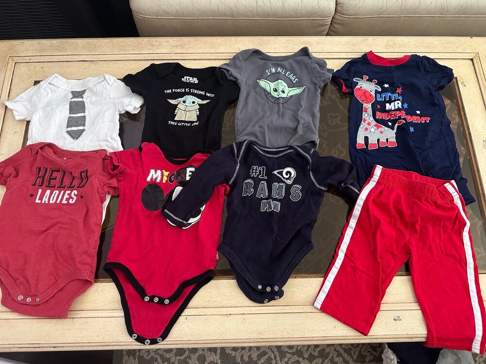 Bundle Baby Boys Clothes 6-9 Months - Star Wars, Mickey, Rams, Giraffe